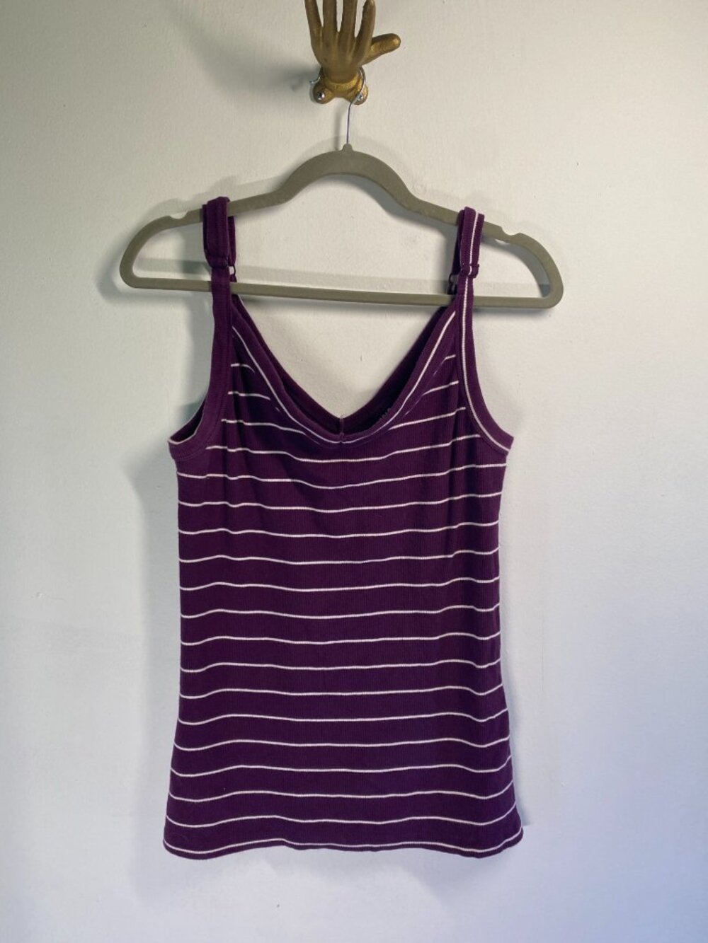 Torrid 1 Purple & White Striped Adjustable Strap Tank Top Cotton Blend 1x
